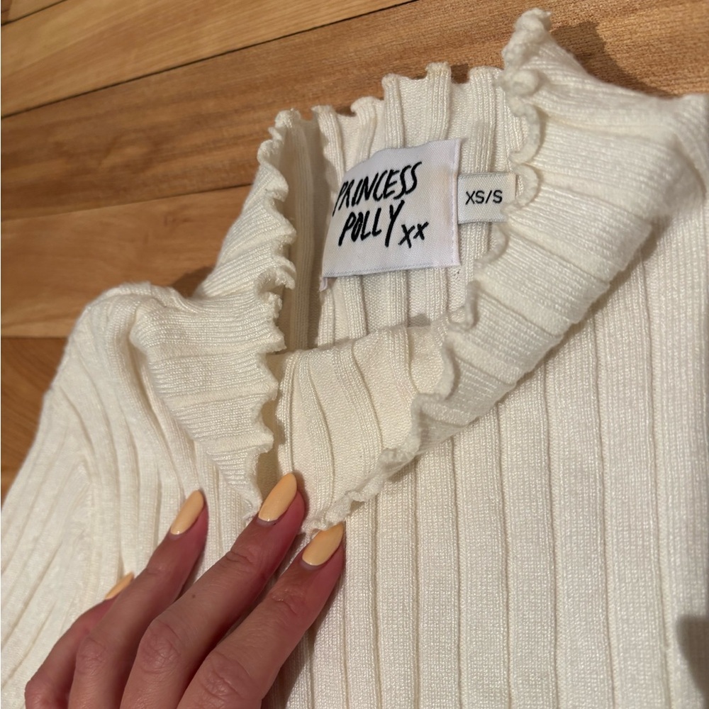 Princess Polly Cream Ribbed Sweater - Picture 2 of 3